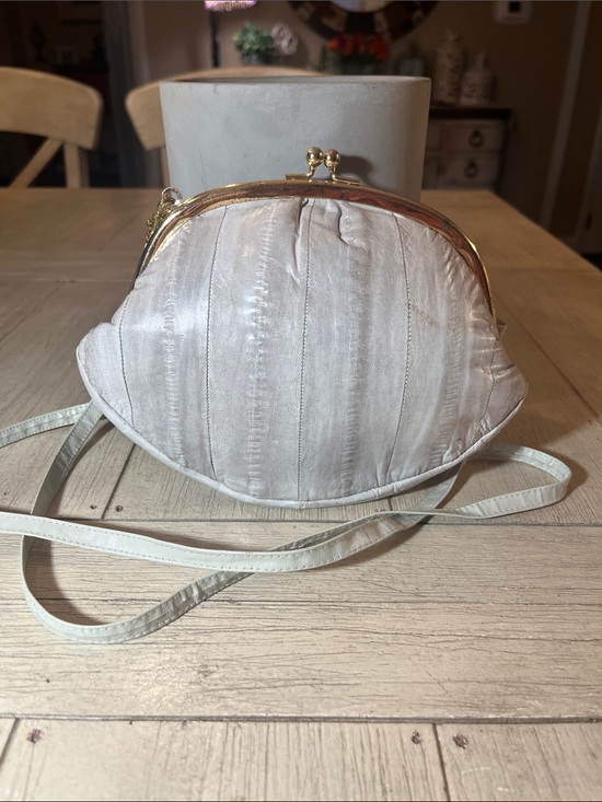 Lee Sands Handbags - Lee Sands Eel skin Kiss-Lock Crossbody Bag with Gold Frame
